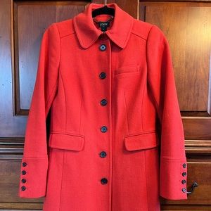 J Crew women’s Day Coat Size 0, orange wool blend. Gently worn.